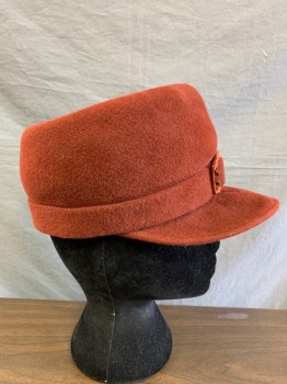Womens, Hat, LISOGORSKY, Brick Red, Wool, OS, Repro, Strap & Orange Plastic Buckle, Visor