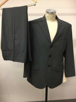 AMERICA, Gray, Navy Blue, Polyester, Wool, Stripes - Pin, Single Breasted, Notched Lapel, 3 Pockets,