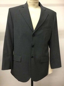 Mens, Suit, Jacket, AMERICA, Gray, Navy Blue, Polyester, Wool, Stripes - Pin, 42R, Single Breasted, Notched Lapel, 3 Pockets,
