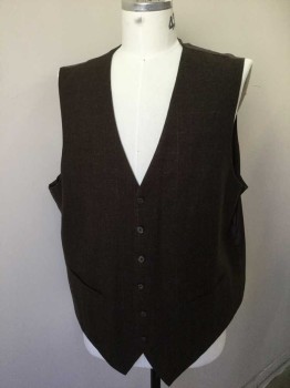 HIGH SOCIETY, Brown, Gold, Wool, Heathered, Plaid-  Windowpane, 6 Buttons, 2 Pockets, Brown Polyester Silk Back with Self Buckle