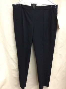 JCREW, Navy Blue, Cotton, Spandex, Solid, Flat Front, Side Zip, Ankle Length