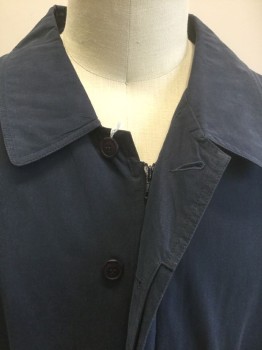 FALCON BAY, Navy Blue, Polyester, Nylon, Solid, Zip and Button Front, Collar Attached, 4 Pockets