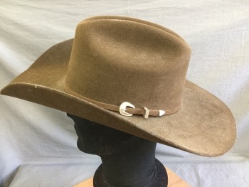 JUSTIN, Dk Brown, Wool, Rodeo Shaped Brim, Fur Felt, Classic Hat Band with Silver Details