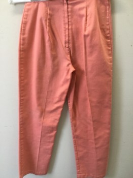 Childrens, Pants, FOX 159, Coral Pink, Cotton, Solid, W:24, High Waisted, Flat Front, Side Tabs, Back Zip