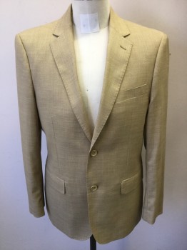 ANTONIO CARDINNI, Dijon Yellow, Wool, Polyester, Single Breasted, 2 Buttons,  Hand Picked Collar/Lapel, 2 Back Vents,