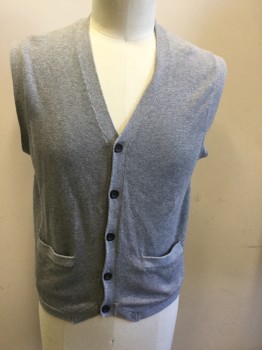N/L, Lt Gray, Cotton, Solid, Button Front, 2 Pockets