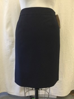 ANNE KLEIN, Navy Blue, Polyester, Rayon, Solid, 1 Faux Tiny Pocket on Right Side, Zip Back, Split Back