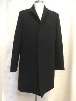 CALIBRATE, Black, Polyester, Wool, Solid, Notched Lapel, 5 Hidden Button Front, 2 Pockets,back Vent