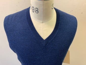 Mens, Sweater Vest, JOS A BANK, Navy Blue, Wool, Solid, M, V-N, Pullover,