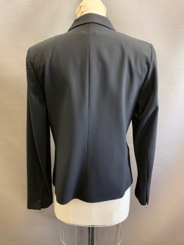 Womens, Blazer, ELIE TAHARI, Black, Wool, Elastane, Notched Lapel, Single Breasted, Button Front, 1 Button, 2 Pockets