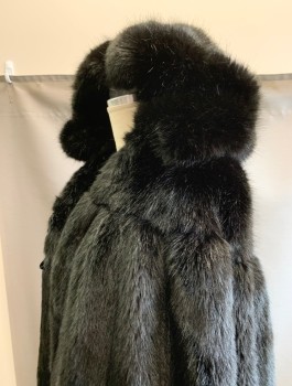 Unisex, Sci-Fi/Fantasy Cape/Cloak, N/L MTO, Black, Cotton, Faux Fur, Solid, Velvet, with Reversible Faux Fur Lining/Opposite Side, Hooded, Open Front with Loops, **No Buttons, Floor Length, Gathered Yoke Around Shoulders, Made To Order ***Barcode Located Near Hem Under Velvet