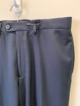 HAGGAR, Midnight Blue, Polyester, Solid, Classic Fit, Zip Front, Extended Waistband, Button Closure, Flat Front, 4 Pockets