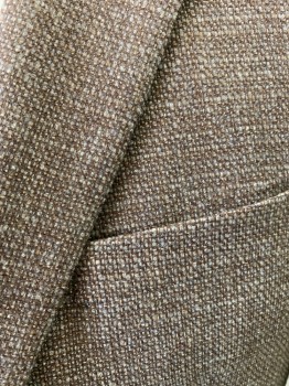 SAVILE ROW, Brown, Khaki Brown, Wool, Basket Weave, Single Breasted, Notched Lapel, 3 Pockets,
