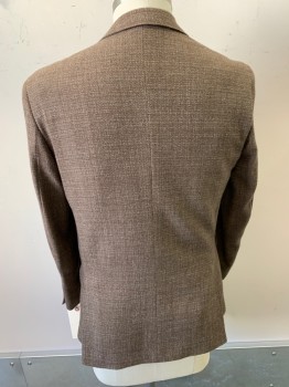 SAVILE ROW, Brown, Khaki Brown, Wool, Basket Weave, Single Breasted, Notched Lapel, 3 Pockets,