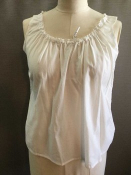 Womens, Camisole 1890s-1910s, N/L, White, Cotton, Solid, 36, Drawstring Scoop Neck with Tie Front, Lace Trim Neck/Arm Holes