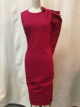 RED VALENTINO, Hot Pink, Synthetic, Solid, Hot Pink, Crew Neck, Large Bow Detail, Sleeveless