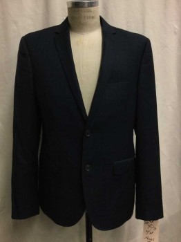 MOODS OF NORWAY, Navy Blue, Black, Wool, Plaid-  Windowpane, Navy, Black Window Pane, Notched Lapel, 2 Buttons,