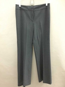 CLASSIQUES ENTIER, Charcoal Gray, Brown, Polyester, Rayon, Stripes - Pin, Flat Front, 2" Waistband
