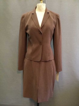 Womens, 1990s Vintage, Suit, Jacket, Barami, Brown, Polyester, Heathered, 0, Notched Lapel, 2 Buttons, 2 Pockets,