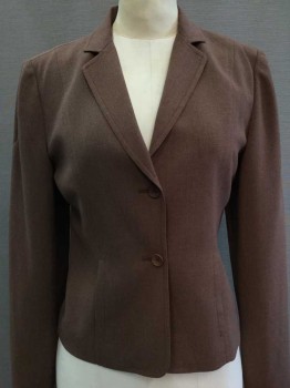 Womens, 1990s Vintage, Suit, Jacket, Barami, Brown, Polyester, Heathered, 0, Notched Lapel, 2 Buttons, 2 Pockets,