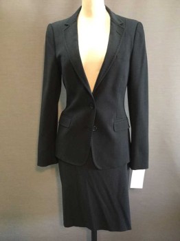 DOLCE AND GABBANA, Charcoal Gray, Wool, Solid, 2 Buttons,  Notched Lapel, Pick Stitched, Gabardine, 2 Pockets,