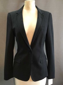 Womens, Suit, Jacket, DOLCE AND GABBANA, Charcoal Gray, Wool, Solid, 32 B, 2 Buttons,  Notched Lapel, Pick Stitched, Gabardine, 2 Pockets,