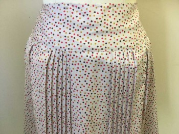 PENGUIN, Lilac Purple, Black, Red, Pink, Lt Brown, Silk, Spandex, Dots, Very Pale Lilac W/black, Brown, Light Brown, Red, Pink Dots, 4" Zig-zag Waistband, with Groups of 6 Pleats, Side Zip