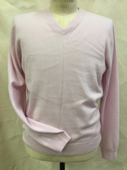 THE MENS STORE, Lilac Purple, Cashmere, Solid, V-neck, Long Sleeves,