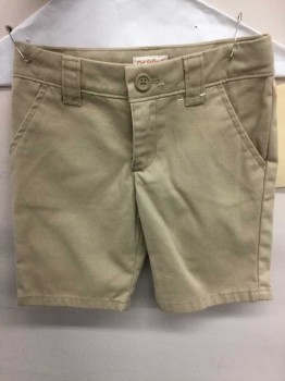 Childrens, Shorts, CAT & JACK, Khaki Brown, Cotton, Polyester, Solid, 4, Twill/Chino, Belt Loops, Pockets