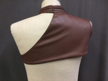 Unisex, Sci-Fi/Fantasy Harness, N/L, Sienna Brown, Poly Vinyl Cloride, Solid, M, Applique Cortour Stripes at Neck and Right Side, Buckle Left Front, Archery Shoulder Protector
