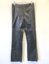 MTO, Black, Leather, Solid, Boot Cut, Laces at Grommets at Side Hem, Diagonal Stitched Panels at Knees, Zip Fly
