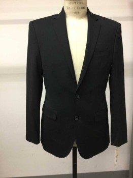 Mens, Suit, Jacket, JOS. A BANK, Black, Wool, Solid, 38R, 2 Buttons,  Single Breasted, Notched Lapel, 3 Pockets,
