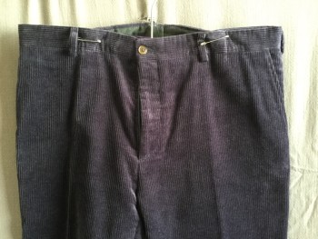 RALPH  LAUREN, Purple, Cotton, Solid, (DOUBLE)  1.25" Waist Band with Belt Hoops, Corduroy, 4 Pockets