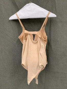 Womens, Pregnancy Belly/Pad, MTO, Beige, Nylon, Spandex, Solid, 34B, Victoria's Secret Padded Bra Attached to Lower Half of Bodysuit, Hook & Eye Crotch, Attached Belly