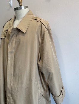 KING SIZE, Tan Brown, Polyester, Solid, Single Breasted, 4 Buttons, Covered Button Placket, Collar Attached, Epaulettes at Shoulders, 2 Welt Pockets **Detachable Lining - Barcode is on Jacket Underneath