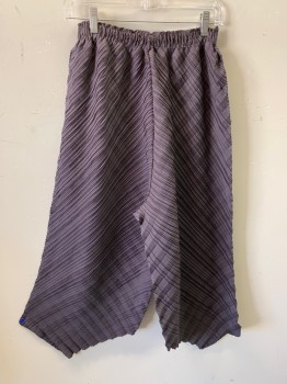 Mens, Sci-Fi/Fantasy Pants, MTO, Mauve Purple, Polyester, Solid, S, Elastic Waist, Chemical Pleating, High Waisted