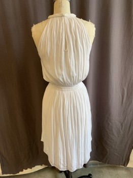 N/L, White, Synthetic, Solid, Keyhole Front And Back, Elastic Waistband, Braided Trim