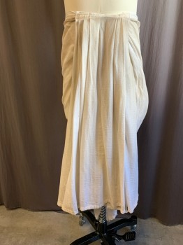 Mens, Historical Fiction Skirt, N/L, Beige, Cotton, Linen, Stripes - Shadow, W:30, Egyptian Loincloth/Skirt, Hem Mid-calf,  Pleated Drape at Front with Velcro Closure at Waist, Hidden Hook & Eye Closures Underneath, Aged/Distressed