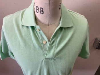 ST JOHNS BAY, Mint Green, Cotton, Solid, S/S, Pique