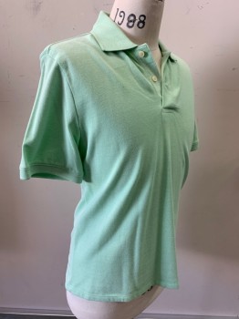 ST JOHNS BAY, Mint Green, Cotton, Solid, S/S, Pique