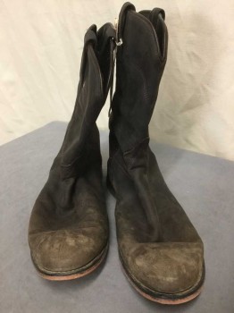 OLD WEST, Black, Brown, Leather, Black Leather, with Brown Piping, 1.5" Heel, **Very Dusty/Dirty Throughout, Especially at Toes
