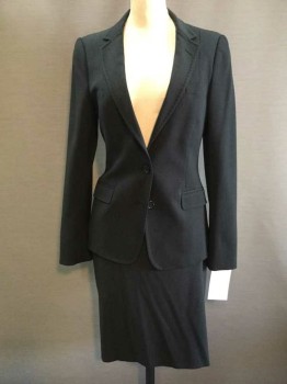 Womens, Suit, Skirt, DOLCE AND GABBANA, Charcoal Gray, Wool, Solid, 32 W, No Waistband, Straight, Knee Length, Back Slit