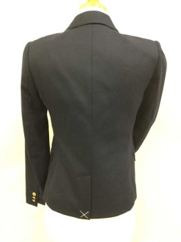 J CREW, Navy Blue, Wool, Spandex, Solid, Single Breasted, 2 Buttons,  3 Pockets, Notched Lapel, Classic Blue Blazer