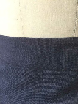 BANANA REPUBLIC, Dk Blue, Wool, Spandex, Solid, 1.5" Wide Self Waistband, Pencil Skirt, Invisible Zipper at Center Back, Vent at Center Back Hem, Knee Length
