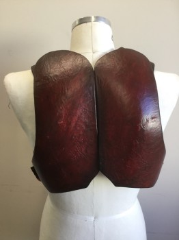 Mens, Breastplate, MTO, Dk Red, Leather, Solid, 48, Made To Order, Velcro at Shoulders and Sides
