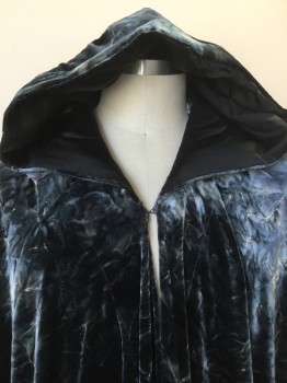Womens, Historical Fiction Cape, MTO, Teal Blue, Tan Brown, Black, Gray, Cream, Synthetic, Abstract , XL, Hood with Black Lining, Teal Blue, Tan, Black, Cream, Gray Crushed Velvet, 1 Hook & Eye Closure