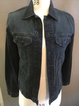 LUCKY BRAND, Black, Cotton, Solid, Classic Jean Jacket