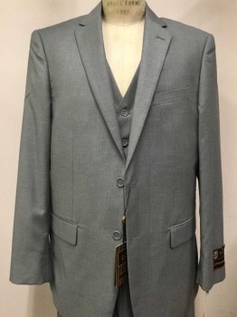 Mens, Suit, Jacket, Giogio Fiorelli, Gray, Polyester, Viscose, Solid, 44L