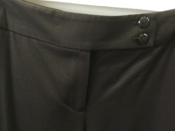 CLASSIQUES ENTIER, Chocolate Brown, Wool, Spandex, Solid, Zip Fly, 2" Waistband, Double Button Tab Closure