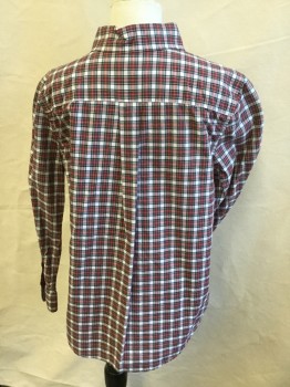 RALPH LAUREN, White, Red, Sage Green, Gray, Yellow, Cotton, Plaid, Collar Attached, Button Down, Button Front, Long Sleeves, Curved Hem